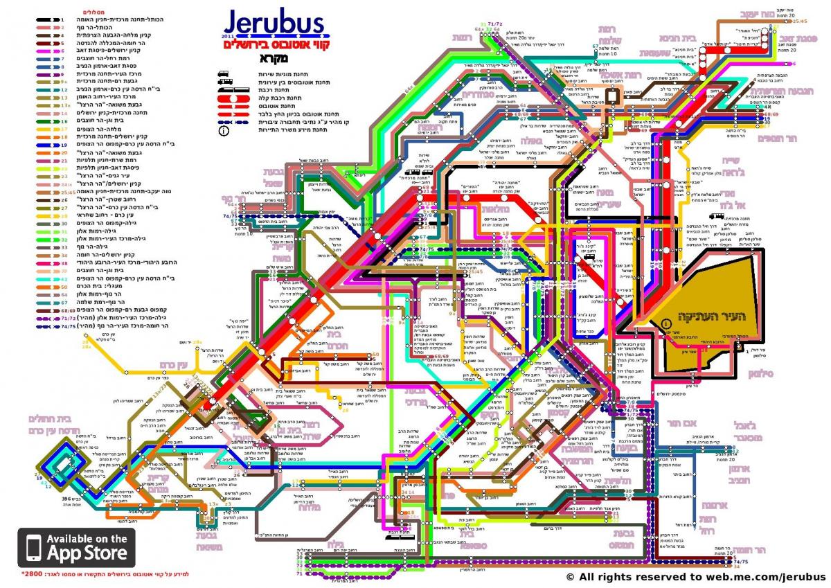 mapa de autobuses de Jerusalén