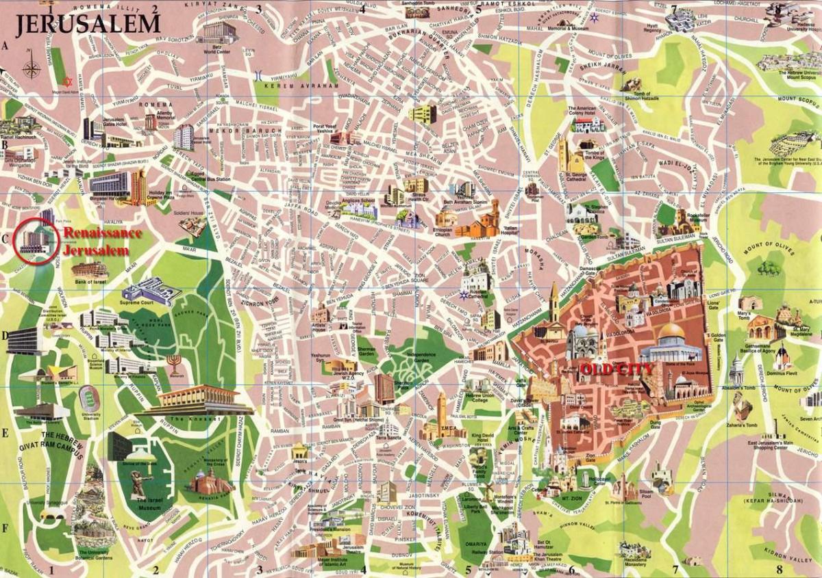 mapa de las calles de Jerusalén