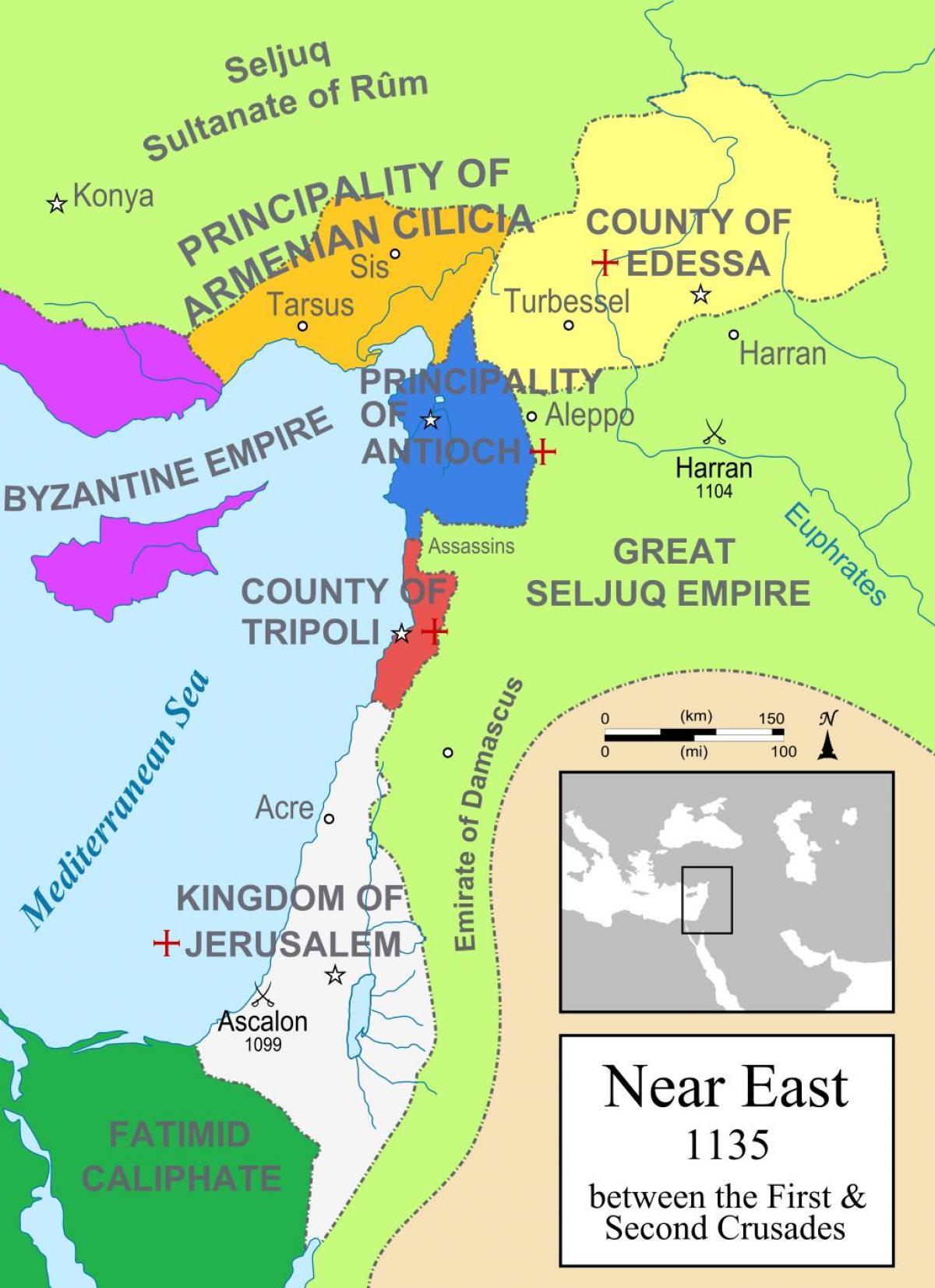 mapa del Reino de Jerusalén