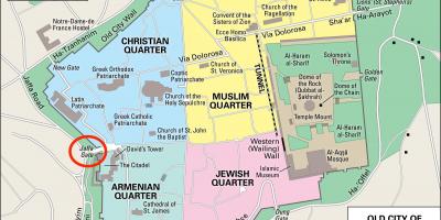 Mapa de la puerta de Jaffa a Jerusalén