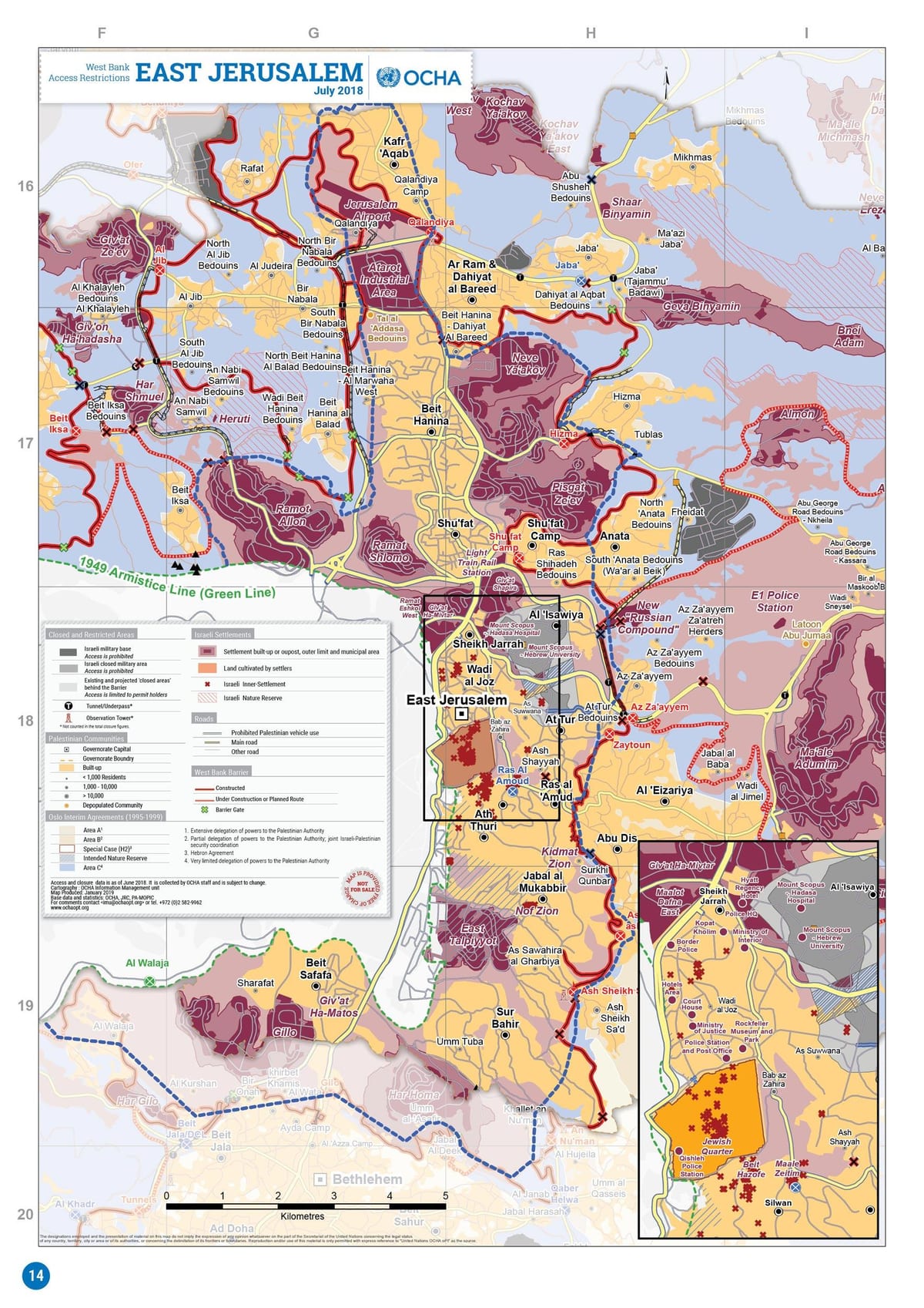 mapa de Jerusalén oriental