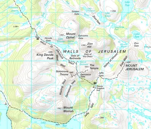 los muros de Jerusalén mapa del parque nacional