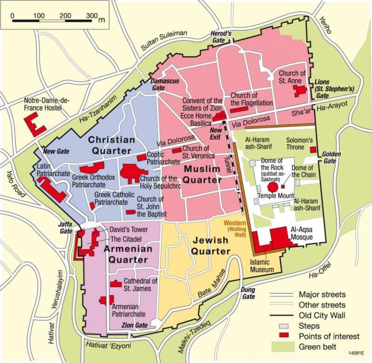 cuatro cuartos de Jerusalén mapa