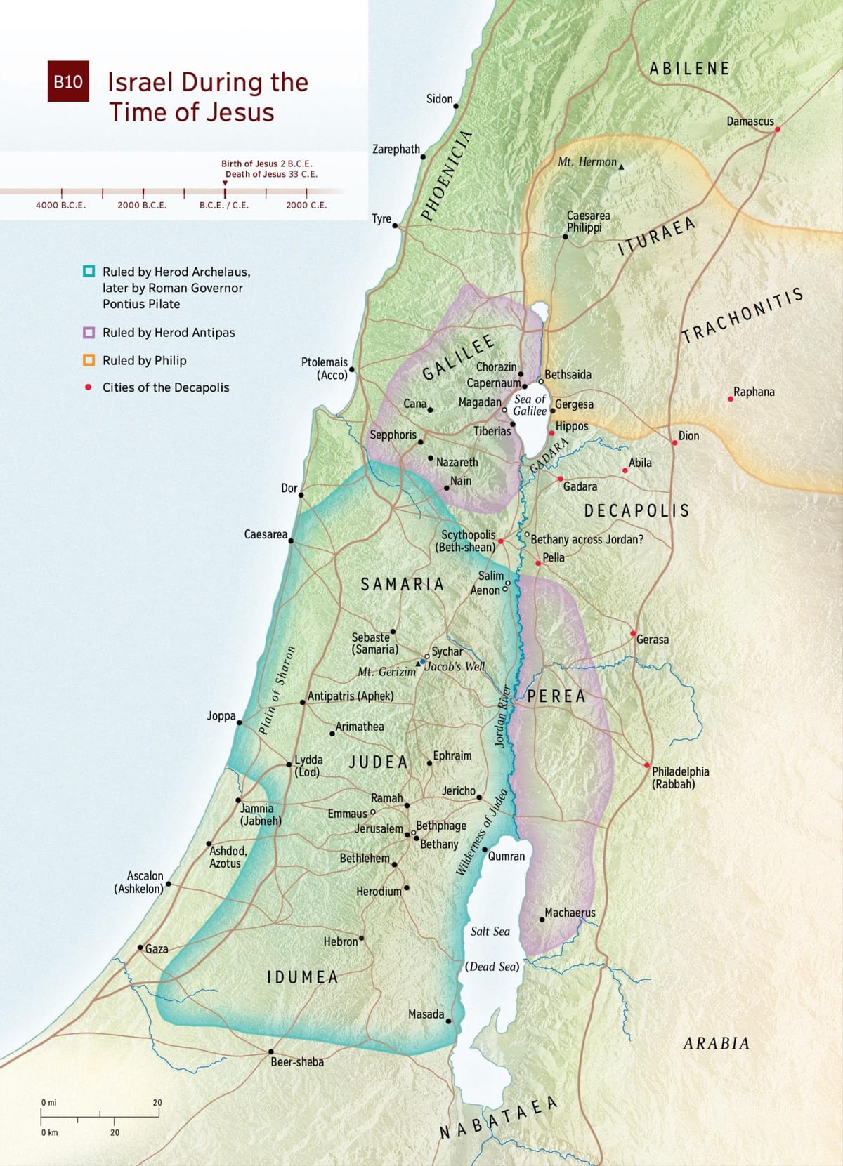 mapa de la tierra Santa en la época de Jesús