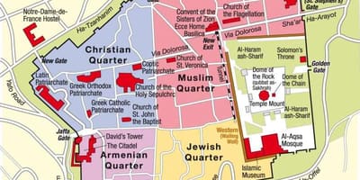 Cuatro cuartos de Jerusalén mapa