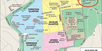 Mapa de lions gate Jerusalén