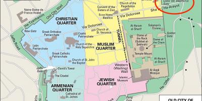 Mapa de lions gate Jerusalén